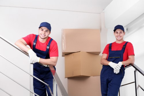 Local commercial removals team preparing items for a Tooting business move