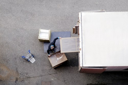 Careful loading of desks and office equipment during a Tooting office move