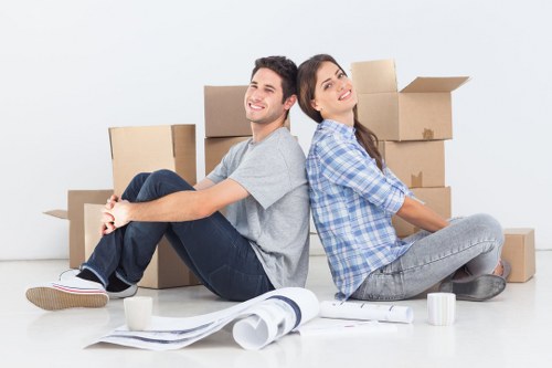 Carefully packed household items ready for relocation in Tooting