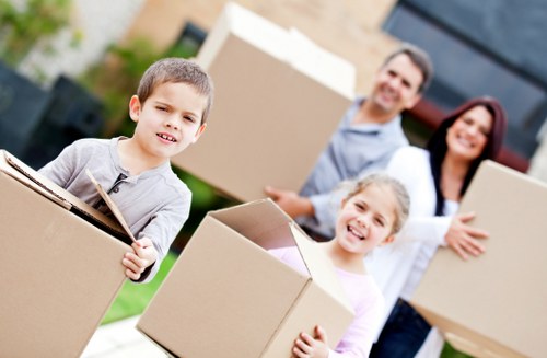 Variety of cardboard boxes and packing supplies for a local move