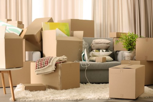 Packed student belongings ready for transport in Tooting