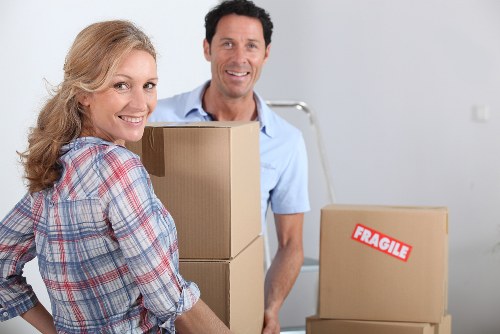 Workspace furniture and equipment prepared for a business relocation